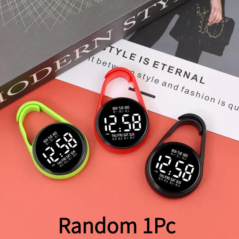 Random 1Pc LED Mini Electronic Watch Touch Digital Pocket Watch Night Light Hanging Watches Keychain Pendant Students Supplies‘