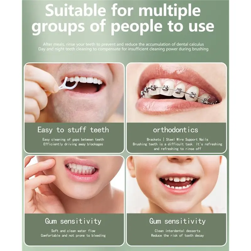 B58B-الري المحمولة جهاز تنظيف الأسنان بالماء USB قابلة للشحن المياه النفاثة الخيط خلة أسنان 2 طائرة تلميح 200 مللي منظف الأسنان #5