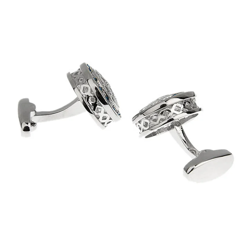 Luxury Cuff Links & Studs For Men Silver Color With Crystal Decocation Free Shipping by Economic Small Packet