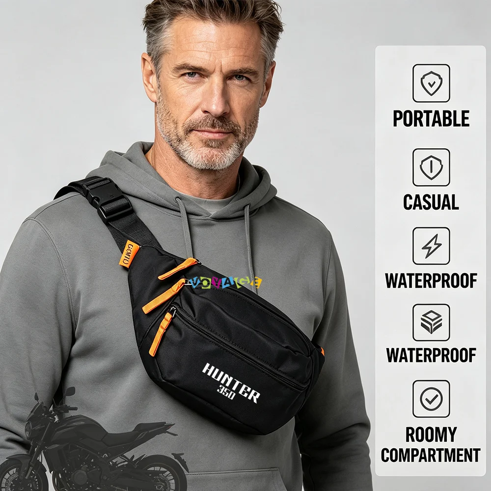 Premium Commuting Waterproof Storage Unisex Waist Bag Motorcycle Accessories For Royal Enfield Hunter 350 Fanny Pack Casual