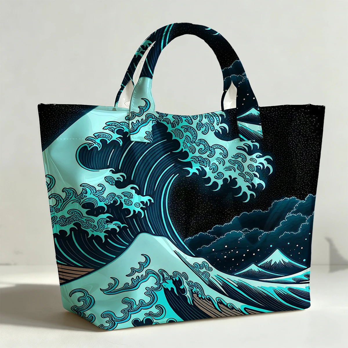 Kanagawa-oki nami-ura PVC Tote Bag Waterproof Transparent Jelly Bag Beach Bag Tote Pouch Bow Handbags Storage Bag