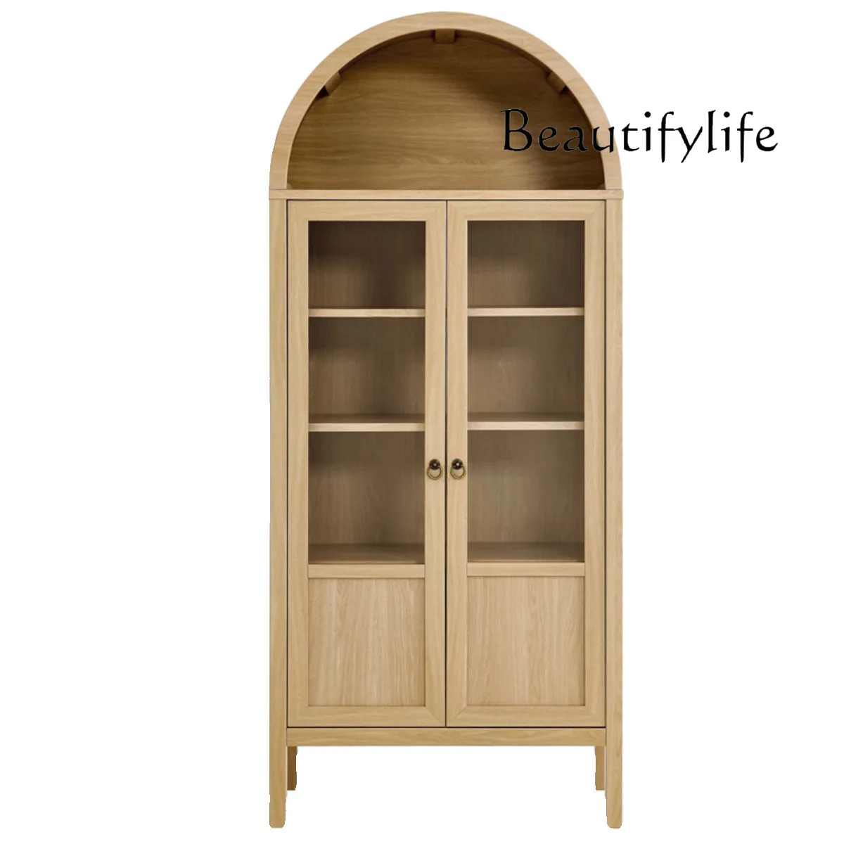 

American Light Luxury Solid Wood Arched Living Room Glass Display Open Dining Side Retro Locker