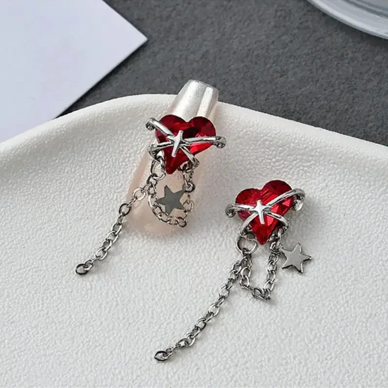 Alloy Nail Art Tassel Chain Shiny Star Silver Chain Nail Jewelry Three-dimensional Manicure Accessories Light Luxury Nail