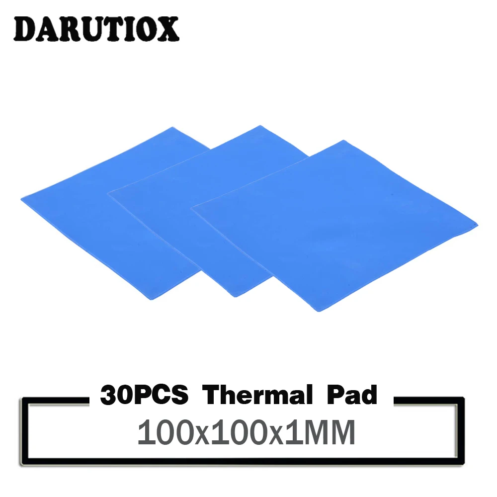 30pcs Darutiox 100mm*100mm*1mm CPU Thermal Pad Heatsink Cooling Conductive Silicone Pad