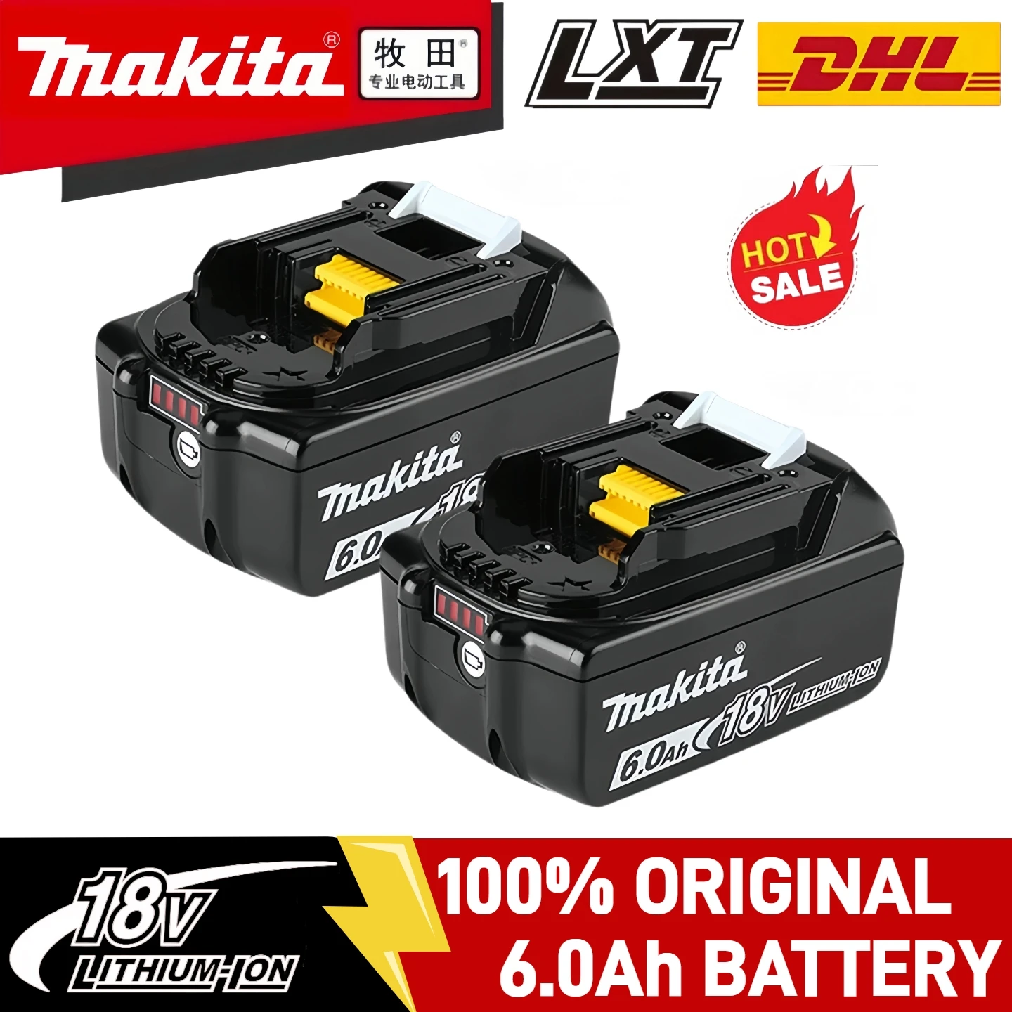 

Original Makita 18V Battery, 6AH makita battery, for Makita DDF487 DTW700 DGA405 DTD173 DJV182 HR140Z, DC18RC charger