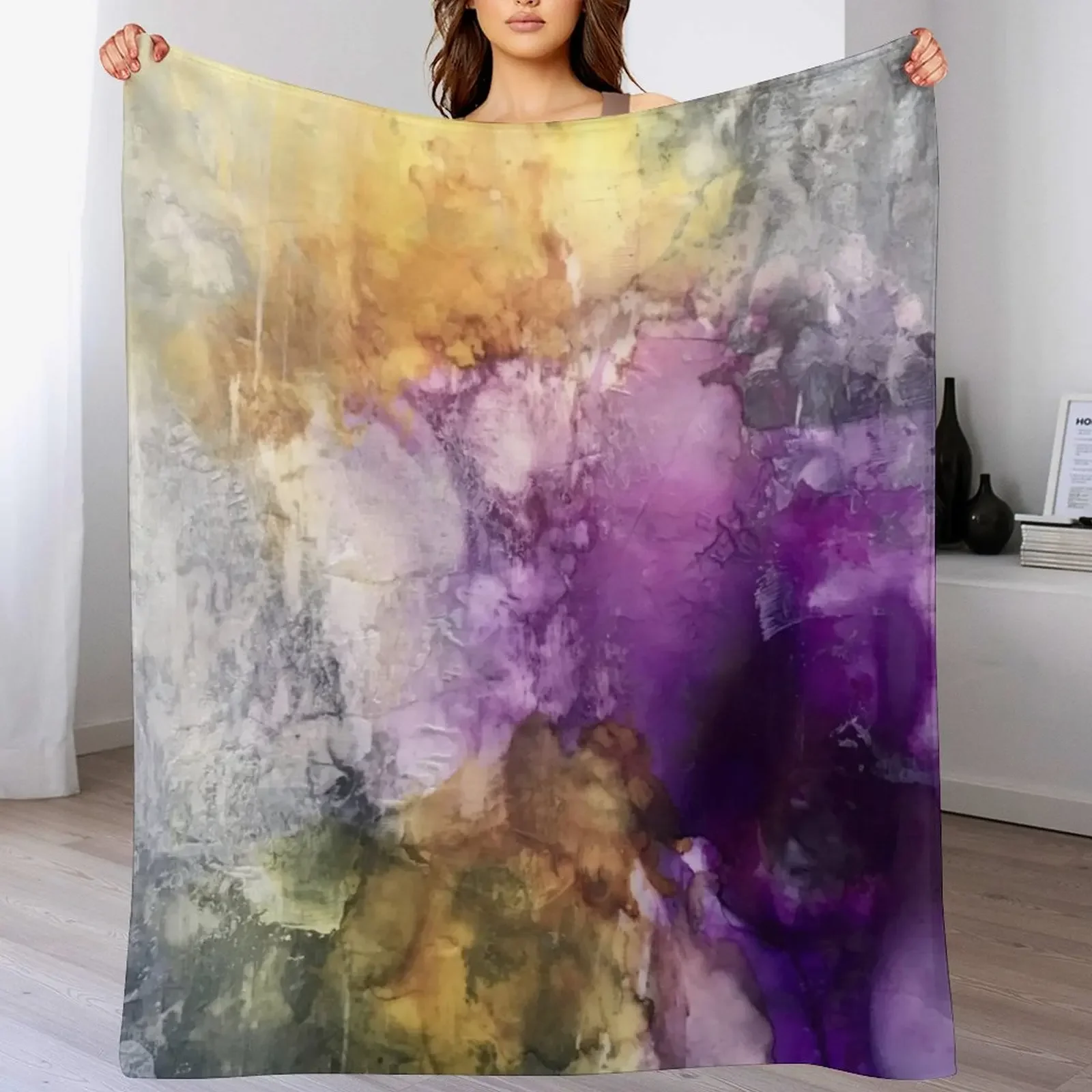 

purple and yellow Throw Blanket Soft Solid Color Blanket for Couch Bed