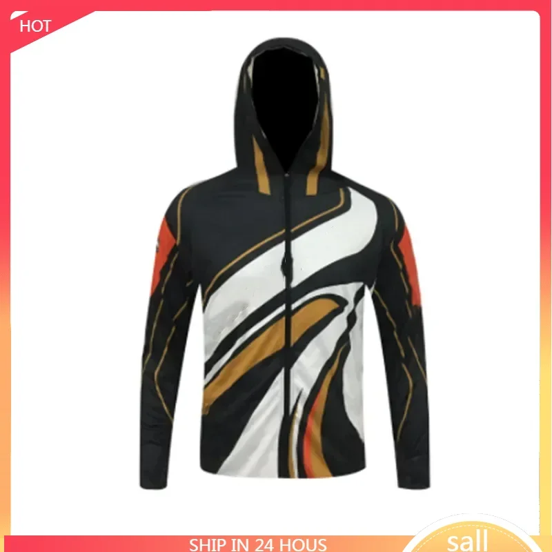 في الهواء الطلق قميص رياضي 2023 جديد الرجال الحماية من الشمس مقنعين ملابس الصيد مع سحاب المضادة للأشعة فوق البنفسجية UPF 50 + تنفس ملابس الصيد #1