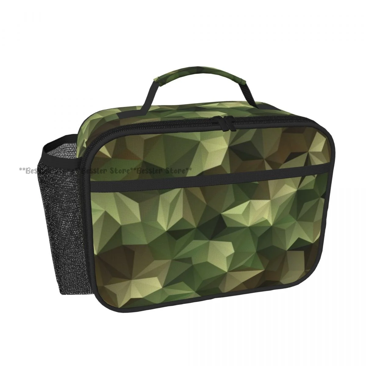 Hand Tote Insulated Lunch Bag Abstract Camouflage Background Thermal Bento Box Handbag for Picnic