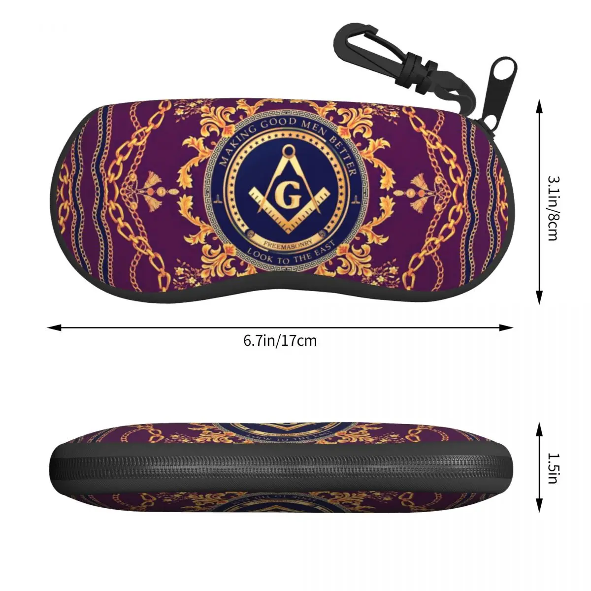 Custom Freemason Baroque Design Shell Glasses Case Unisex Fashion Masonic Mason Eyeglasses Case Sunglasses Protector Box