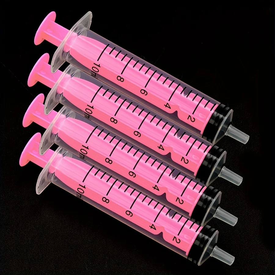 10 ml farbige Kunststoffspritze, 4/6 Stück, für Klebstoff, Flüssigkeitsabgabe, Messen, Tierfütterung und Nachfüllen