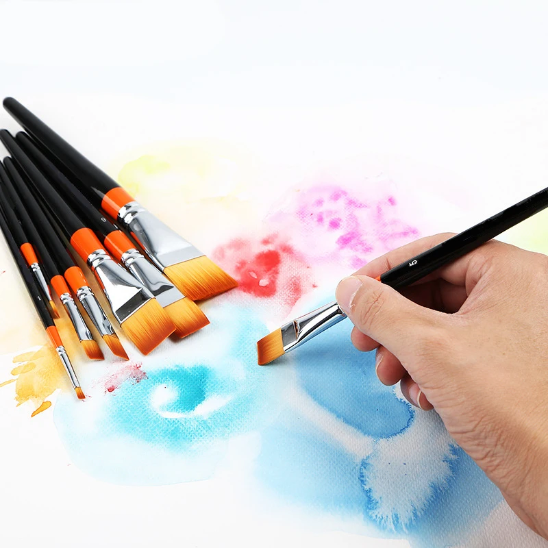 4pcs Professional Nylon Hair Flat Peak Oil Painting Artist Brushes Set Acrylic DIY Watercolor Pen For Artists Painters Beginners