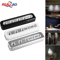 LED Cabinet Lamp Battery Powered Wireless Push Light Magnetic Under Cabinet Closet Lights For Kitchen Wardrobe Bedroom Stairs