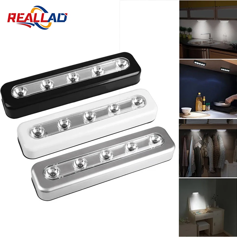 LED Cabinet Lamp Battery Powered Wireless Push Light Magnetic Under Cabinet Closet Lights For Kitchen Wardrobe Bedroom Stairs