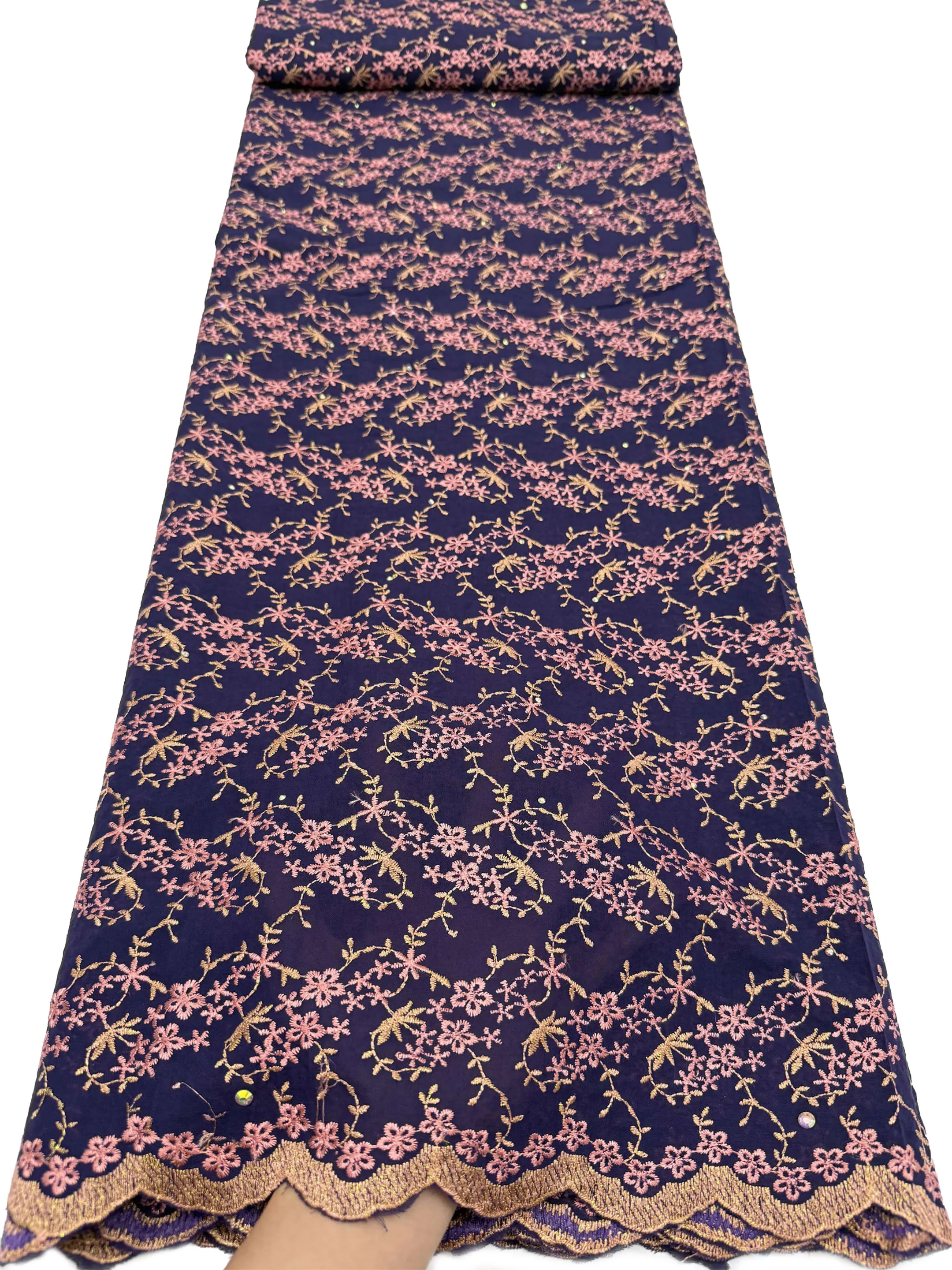 2026 Latest Swiss Voile Cotton Lace Fabric 3D Flower Embroidery Tulle Lace Dubai Style Pattern For Wedding Party Dresses Sewing