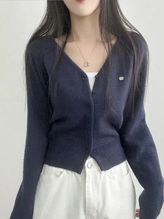 

Ele ort Knitted Open Cardigan Women's V-Ne Sweater Jaet Slimming Autumn Winter Faion Casual Chic Girl's Outerwear