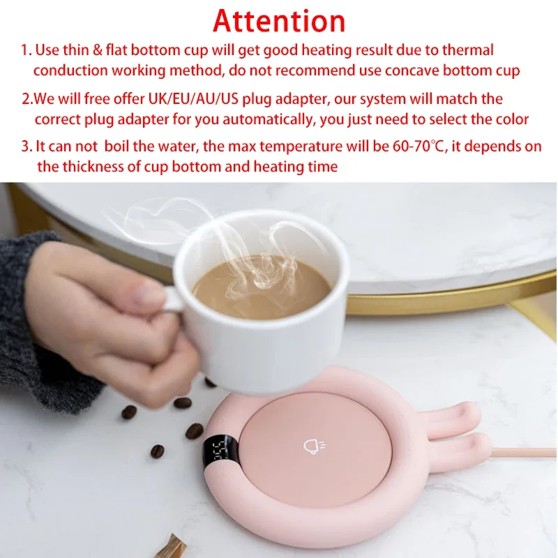 New Coffee Mug Warmer Electric Heating Coaster for Home Office 3 Temperatures Adjustable Tea Cup Warmer Christmas Birthday Gift