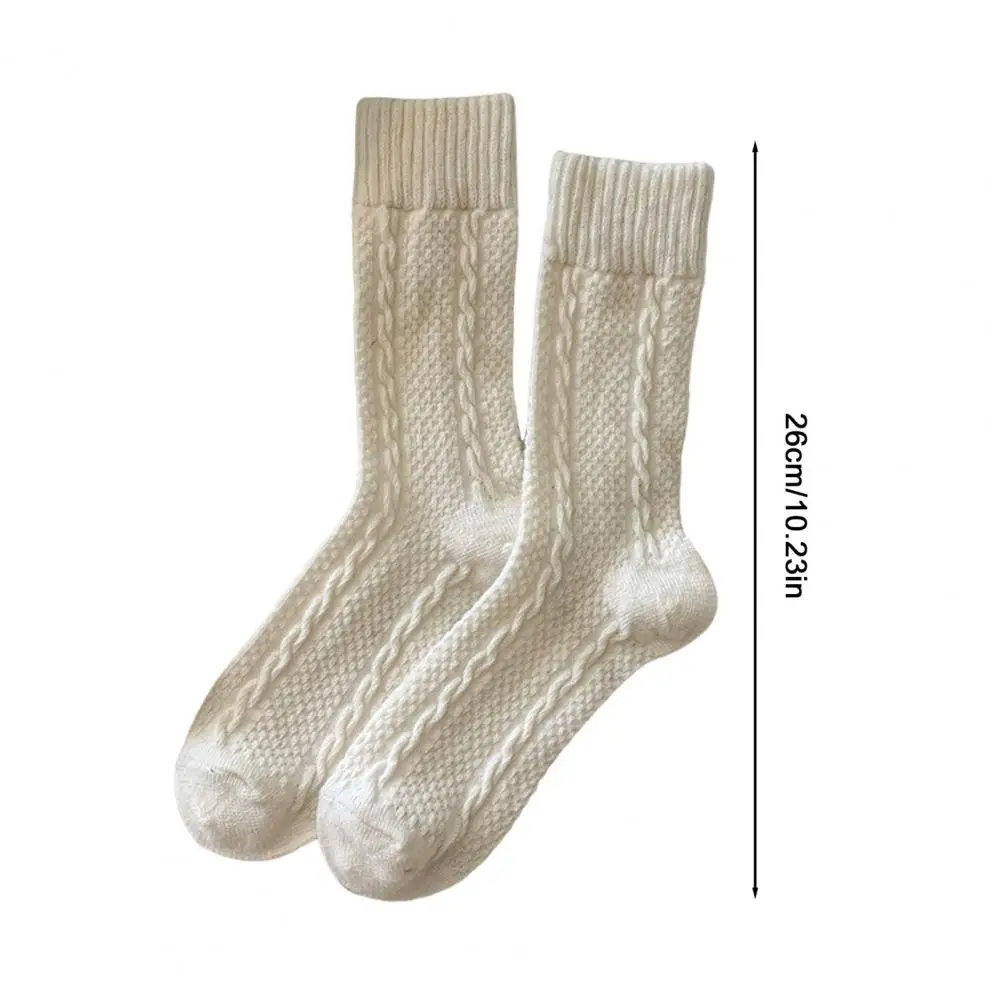 1 Paar Unisex-Wintersocken, einfarbig, mittellange Socken, rutschfest, dick, warm halten, gedrehte Textur, Schweißabsorption, Bodensocken