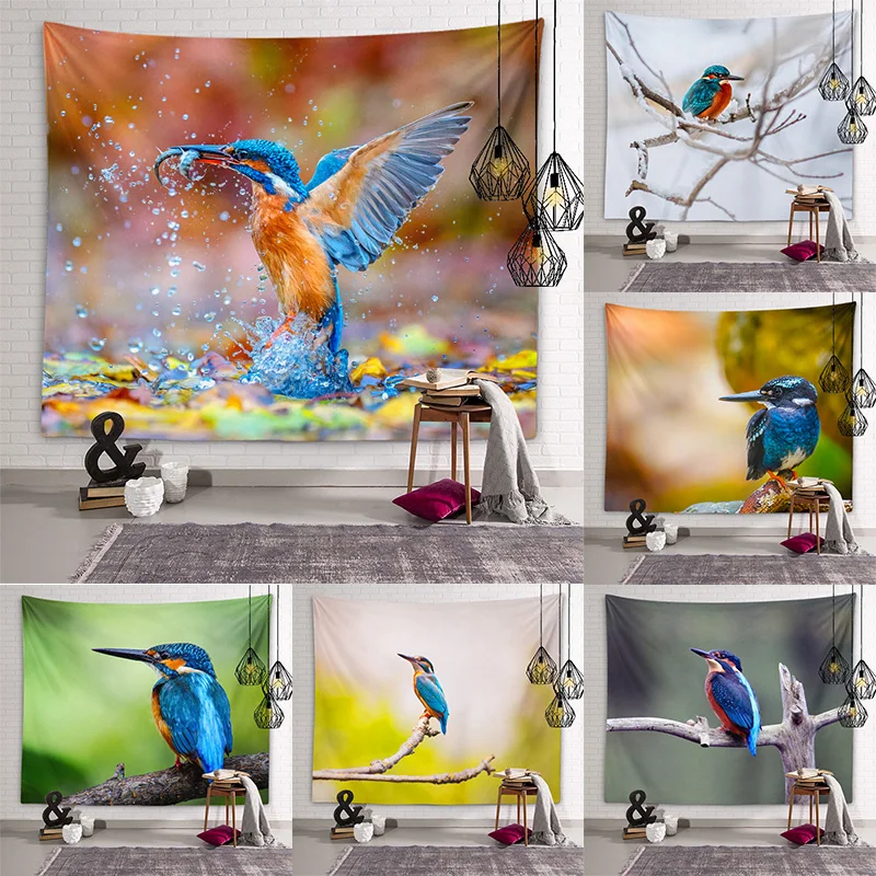 Kingfisher Tapestry Bird Wall Art Decorative  Kawaii Kids Room Living  Bedroom Dormitory  Aesthetics Home Decor