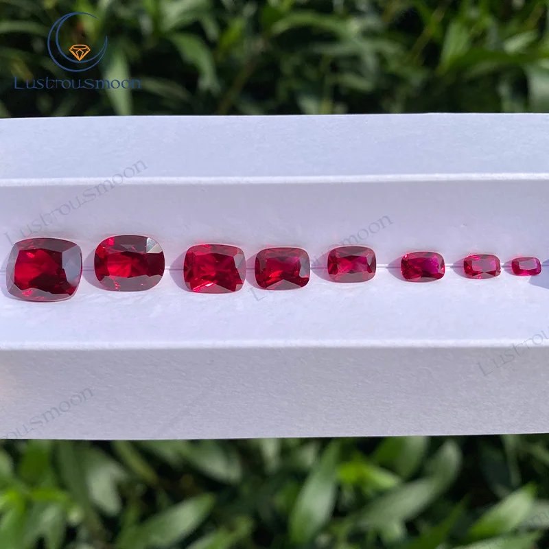 Lab Grown Ruby Pigeon Blood Red Ruby Elongated Cushion Cut Color Gemstone Charms DIY Materials Advanced for Woman Jewelry Making