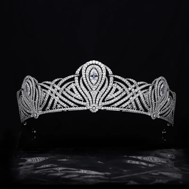 

New European and American Style Bridal Wedding Dress Fashion Decoration Stereo Jewelry Crown Women's Tiara Wedding Host Gift H47