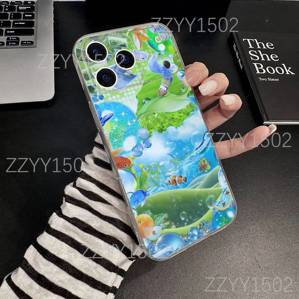 Funda de teléfono Frutiger Aero Art para iPhone 17,16,15,14,13,12,11 Pro,Max,Plus,X,XS,XR,SE4,E Mini transparente suave