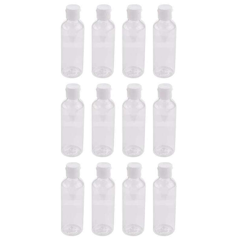 12 X 100Ml Plastic Clear Flip Bottles Travel Shampoo Lotion Cosmetic Container