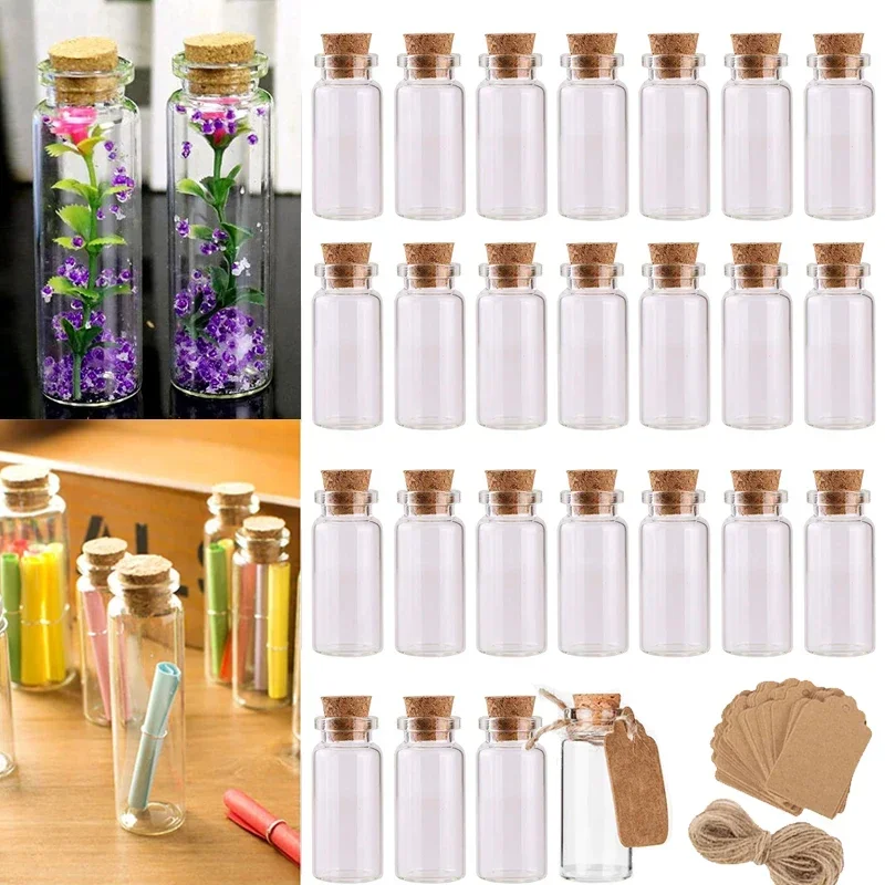 10PCS 5ML-30ML Mini Glass Bottles with Corks Gravel Bottle Wishing Bottles Message Vials For Wedding Favors Christmas Home Decor