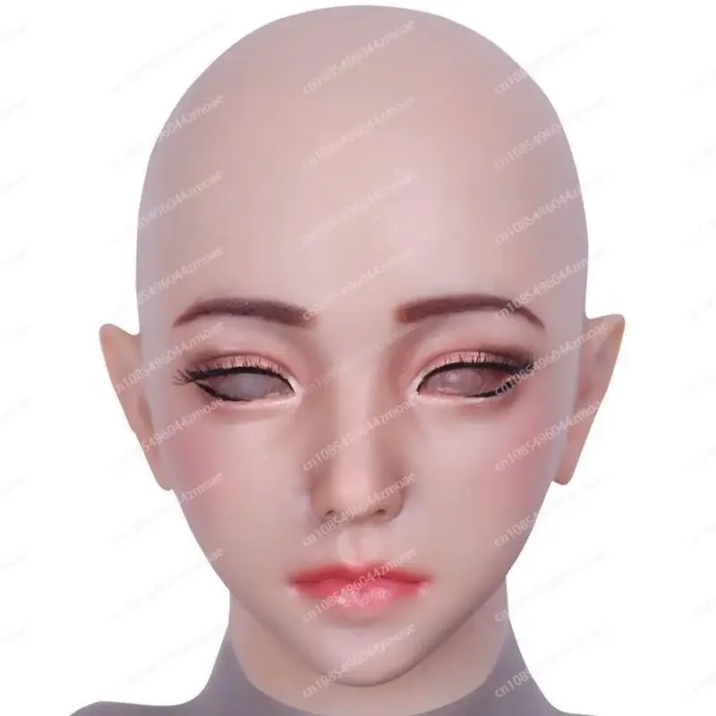 Mask adult full face silicone, fake girl surface, with male to female headgear, all-inclusive cosplay simulation for men image 3