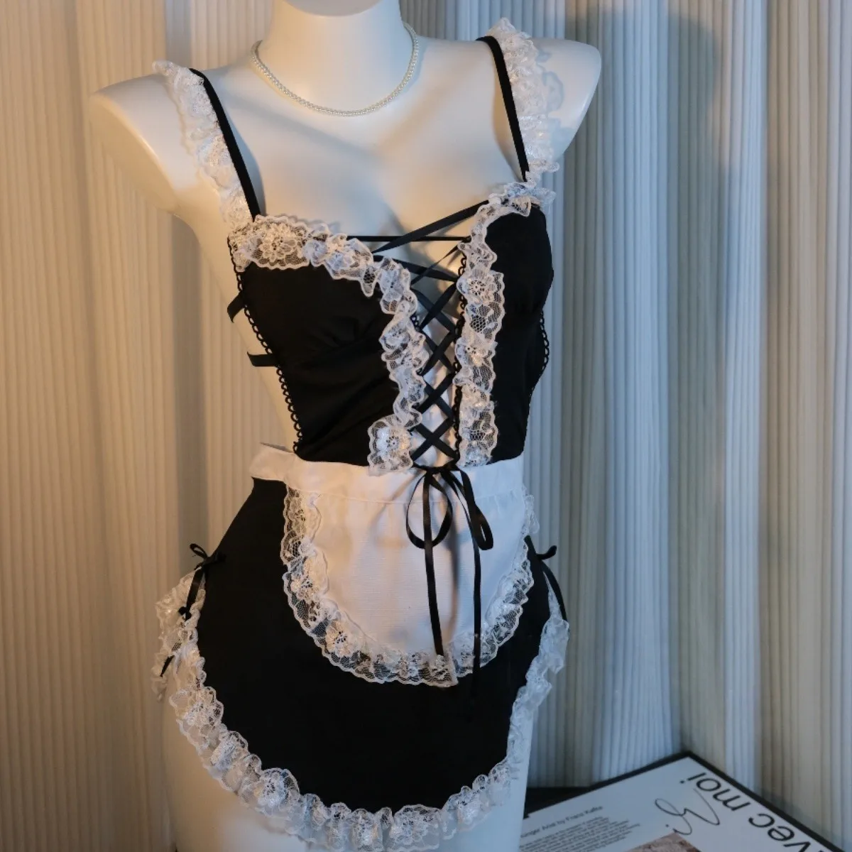 Sexy Women Porn Lingerie Hot Cosplay Maid Uniform Lenceria Sexi Hot Lace Perspective Chemise Erotic Lingerie