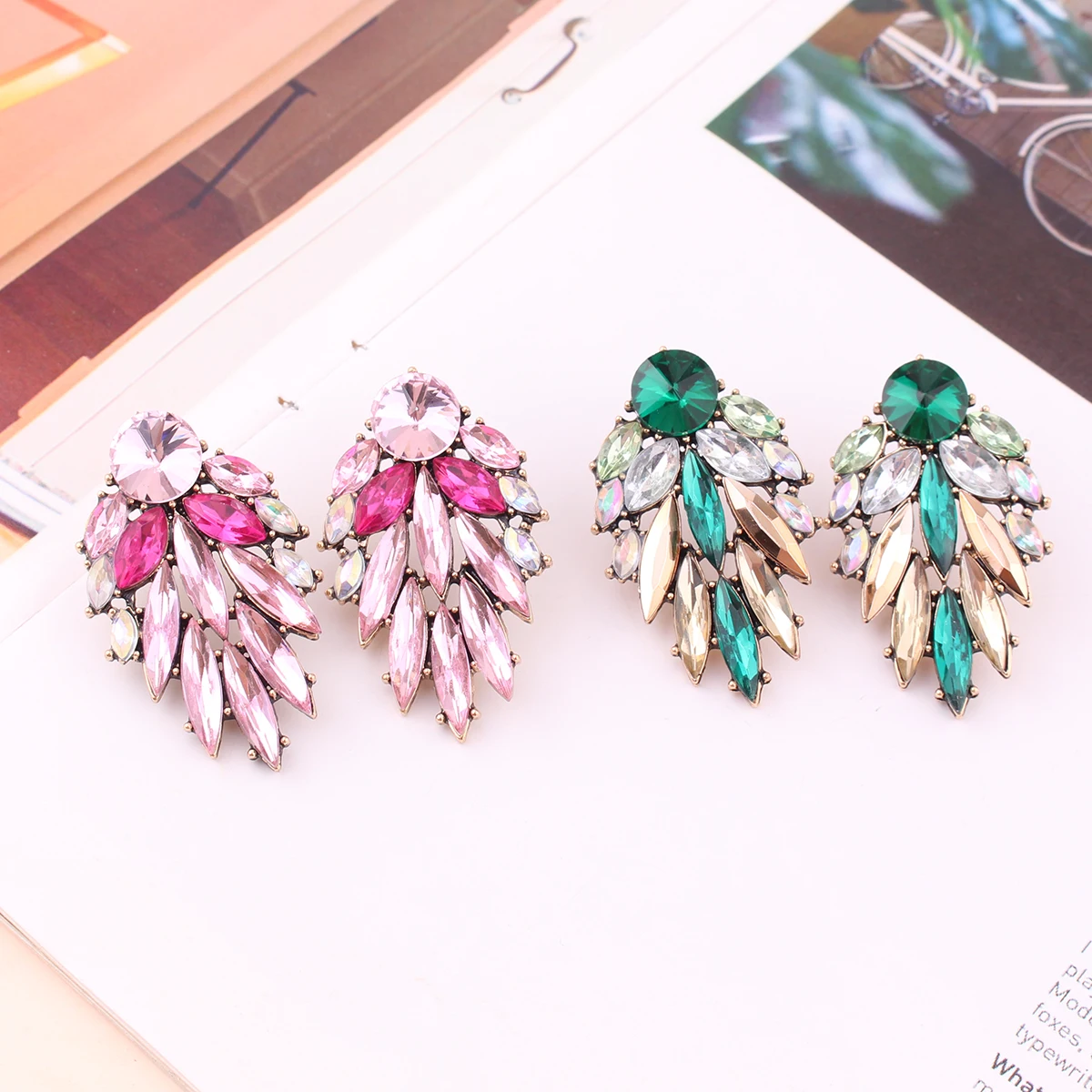 Elegant Tree Shape Acrylic Opal Stone Stud Earrings Statement Women Piercing Earrings 2019 New Trendy Jewelry Gift