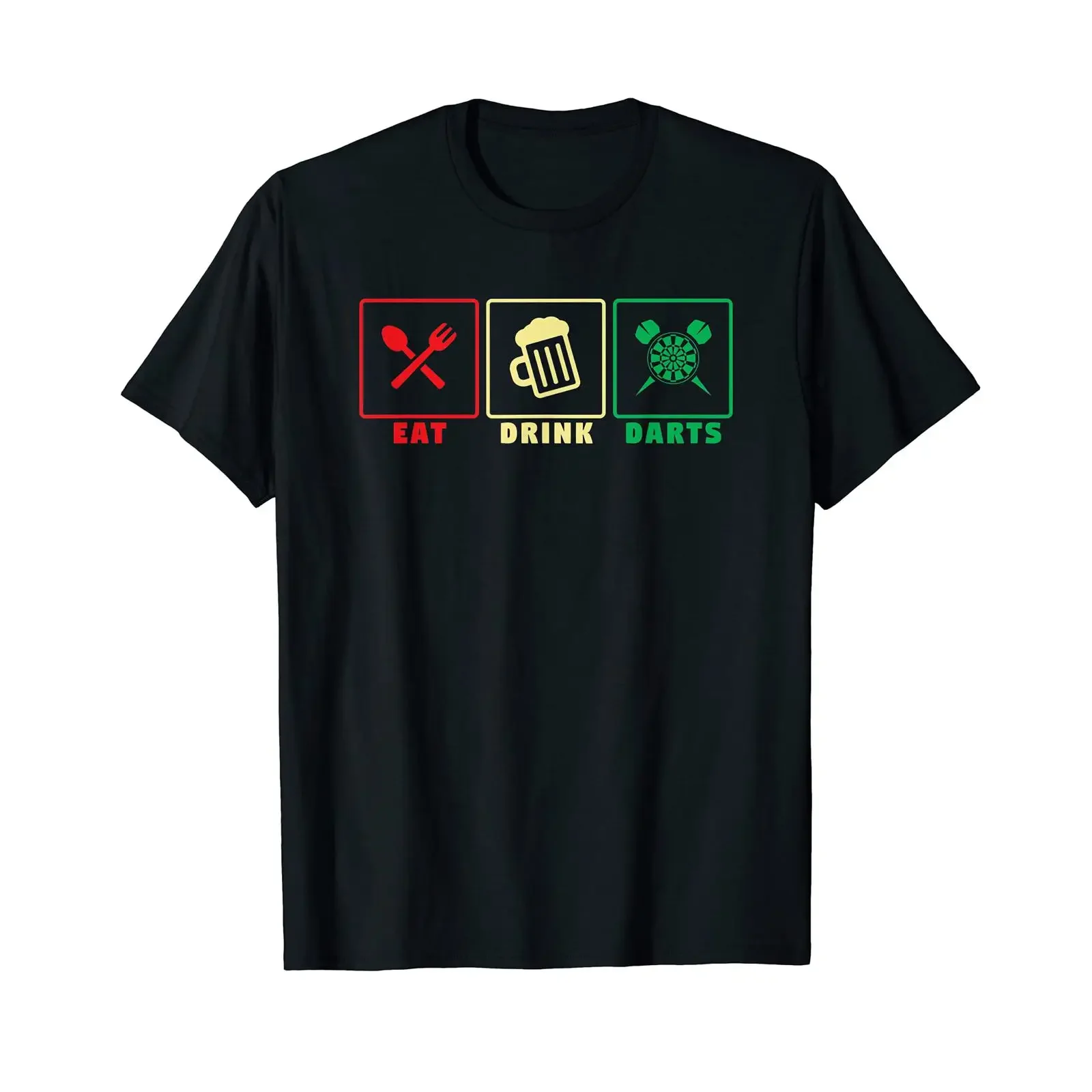 Eat Drink Darts Player T Shirt vintage Washed Slightly Comfortable Versatile Casual Unisex Stretched Breathable homme