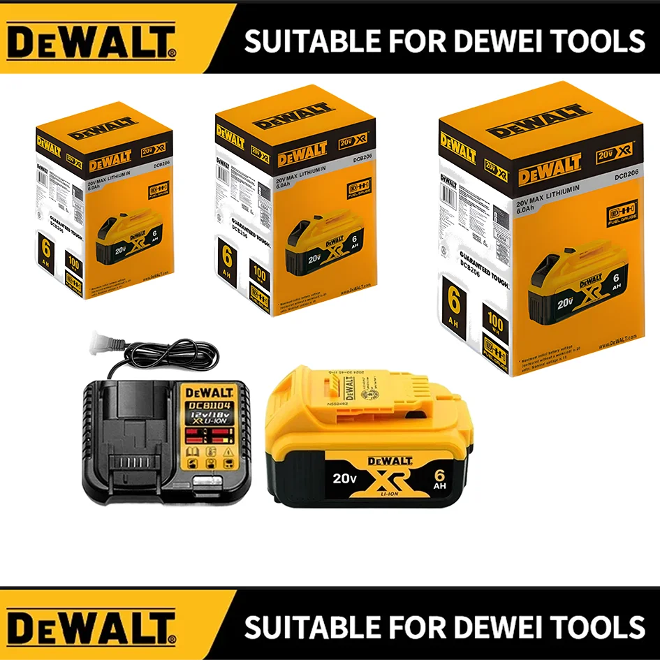 DEWALT بطارية ليثيوم أيون قابلة للشحن 20 فولت 5.0Ah/6.0Ah 18 فولت 5.0Ah بطارية أداة الطاقة DCB200 بديل حقيقي لـ DW045