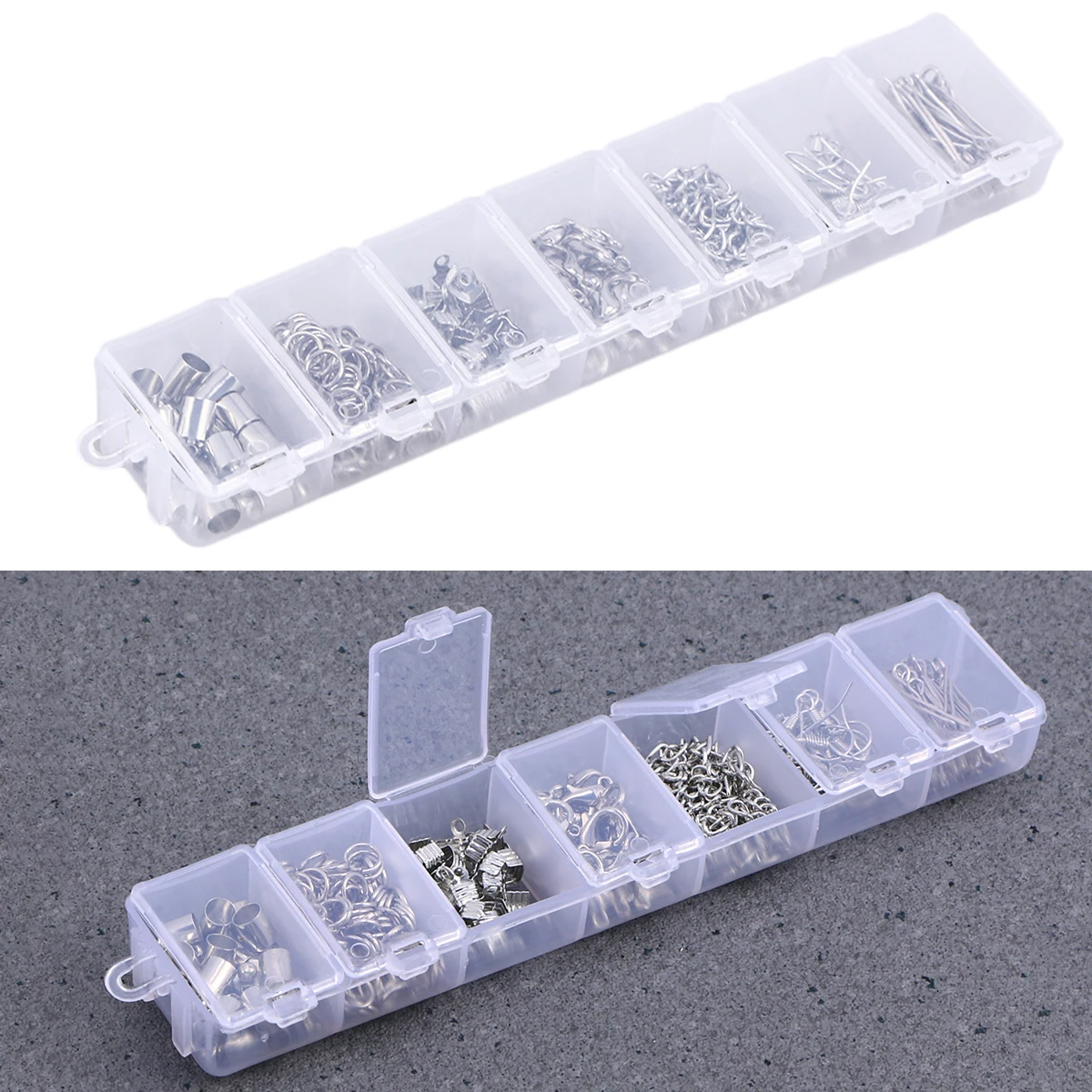 

340pcs Jewelry Findings Kit Clear Container DIY Supplies Making Components Accessories Lobster Clasps Craft Parts Jewelry