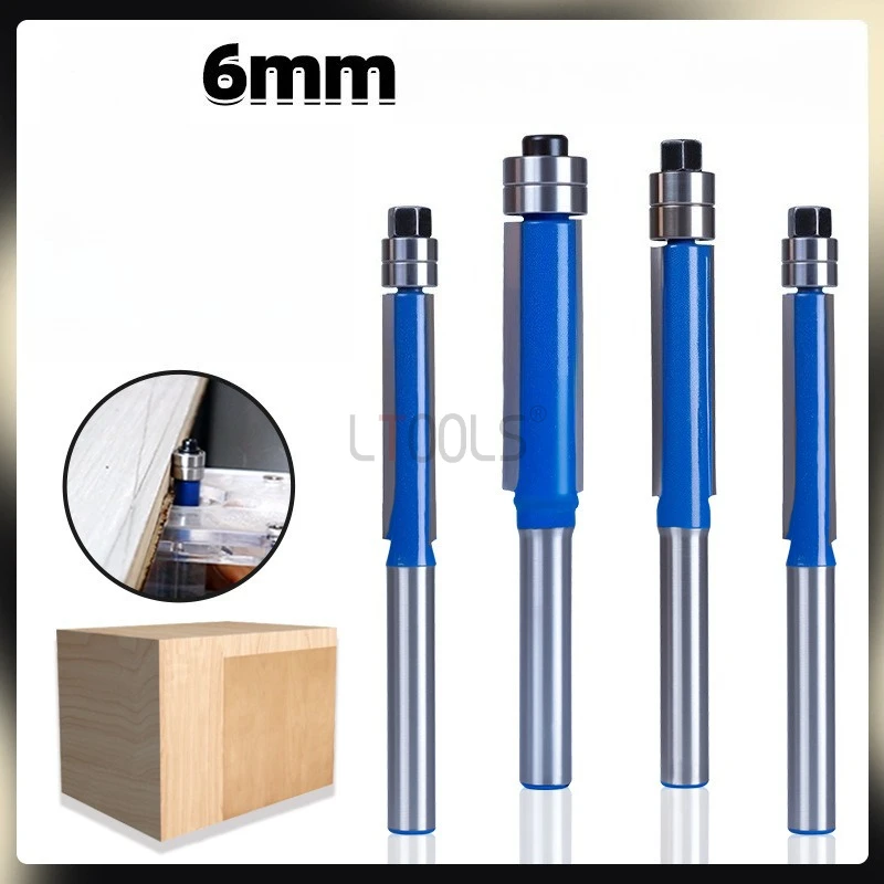 

6mm Double Bearing Trimming Knife Woodworking Round Handle Tungsten Steel Milling Cutter Double Edged Deburring Trimming Blade