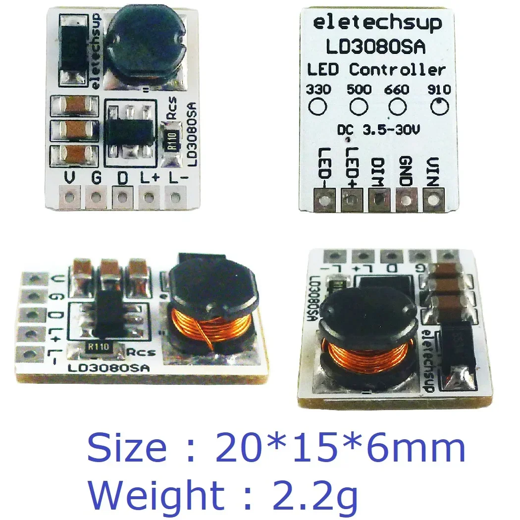 20W DC 3.7-30V PWM ON/OFF Control LED Driver Module 330/500/660/910MA Constant Current for Flashlight Headlight Emergency Light