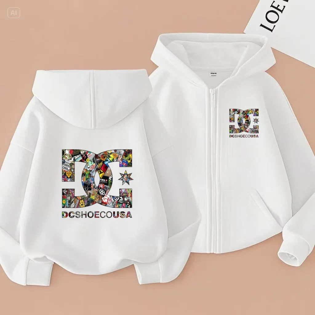 Kids Zipper Style Coat Fashion Elegance Letter Sweatshirt Clothing Boys Girl 3-12Yrs Hoodie Long-Sleeved Casual Charming Clothes