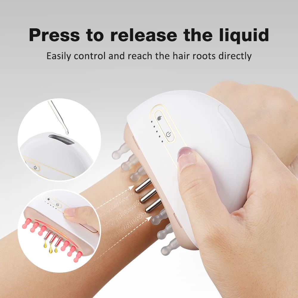 Jade Massage Comb Electric Head Scalp Massager Vibration Hot Compress Medicine Liquid Oil Applicator Hair Growth Comb Hair Care