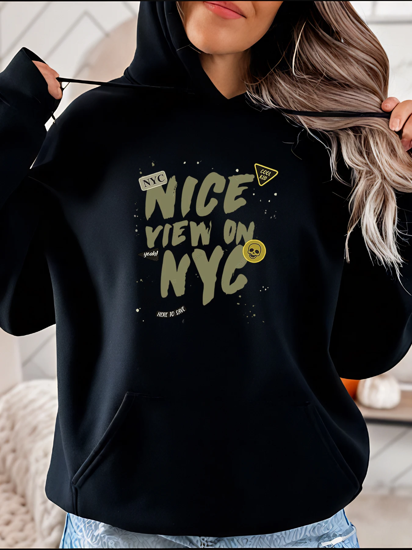 

NYC Nice View On NYC Hoodie Graphic Print Casual Streetwear Sweatshirt Women Fashion Autumn Winter 280