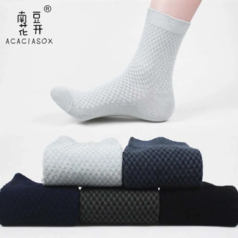 Classic Bamboo Men Socks Cotton Fibre Breatheable Business Sock Odorless Sport Deodorant Man Long Tube Socks 5 Pairs Lot