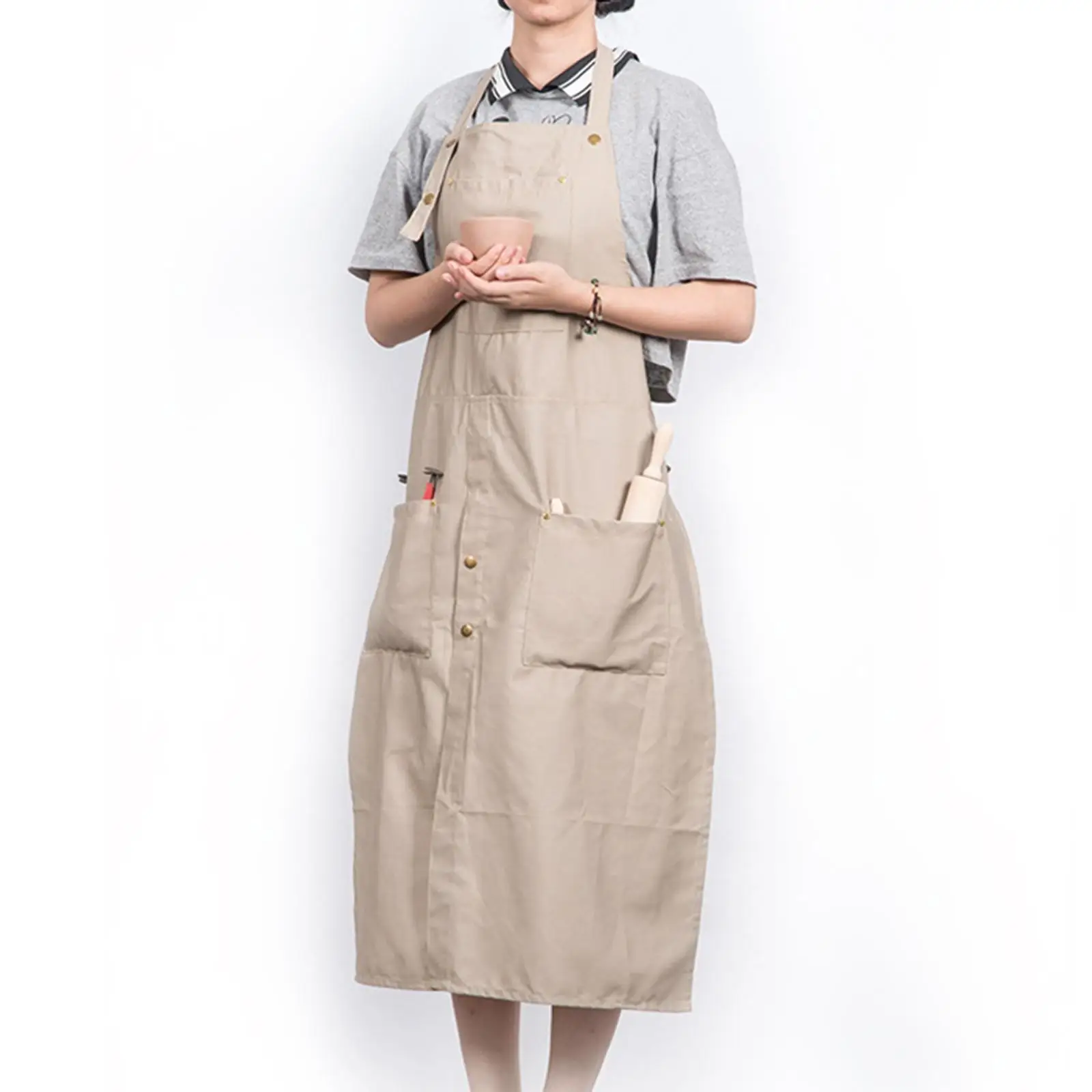 Ceramic Apron Work Apron Adjustable Strap Oilproof Split Leg Clay Apron