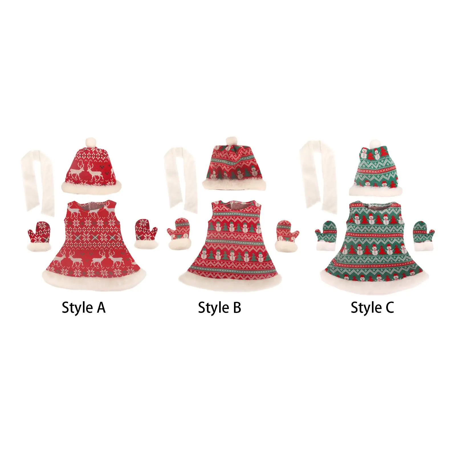 Christmas Clothing Set Mini Dress for Girl Doll Playset Doll Outfits Costumes