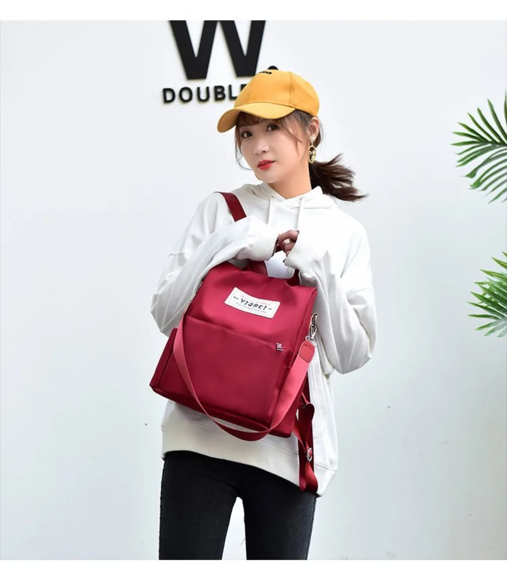 Wasserdichter Oxford-Rucksack mit hoher Kapazität, Diebstahlsicherer, leichter Reise-Tagesrucksack, einfarbig, vielseitige Umhängetasche für Damen – Detail 7