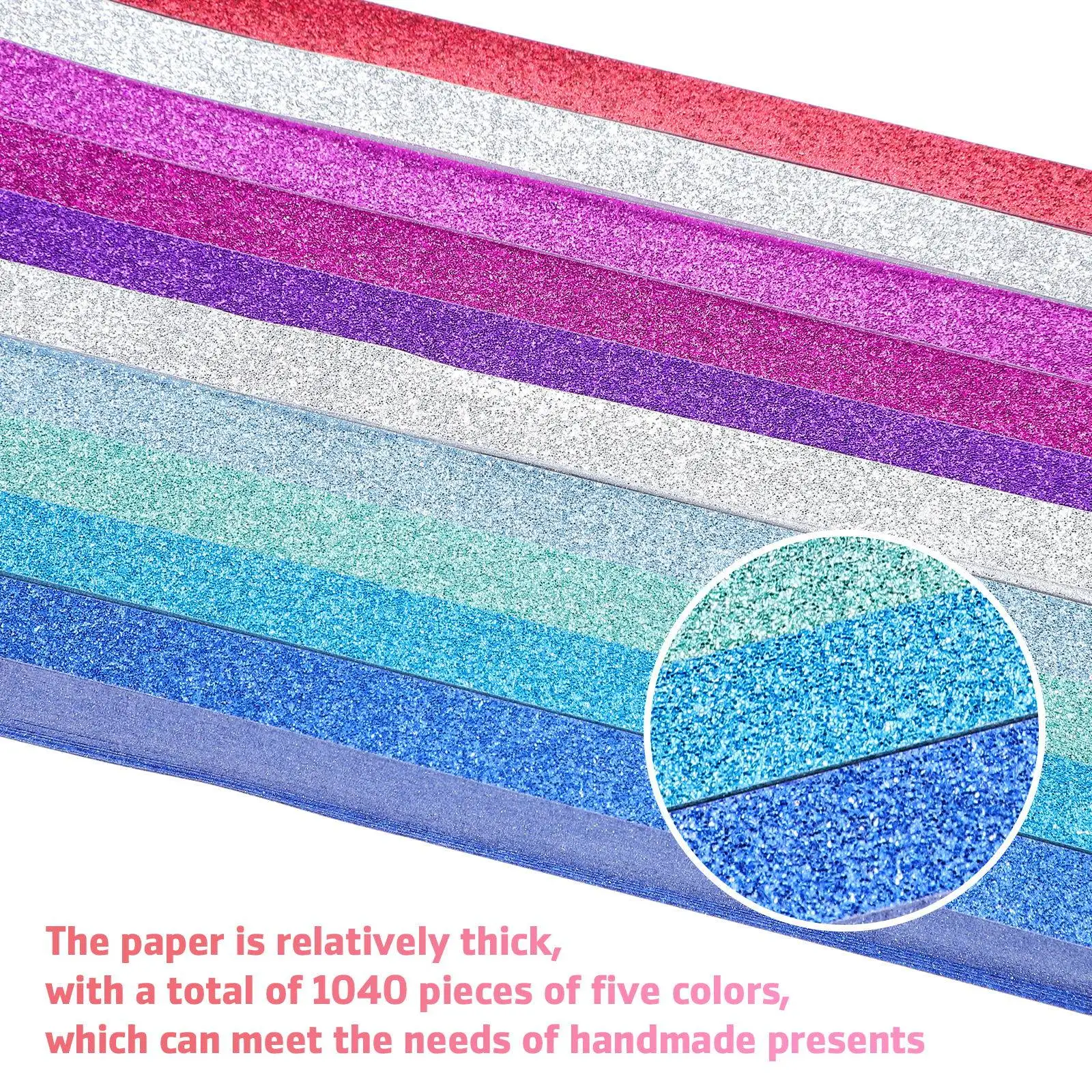 1040 قطعة من شرائح ورق الأوريغامي اللامعة عالية الجودة، لوازم حرفية ورقية لصنع النجوم الزخرفية والهدايا