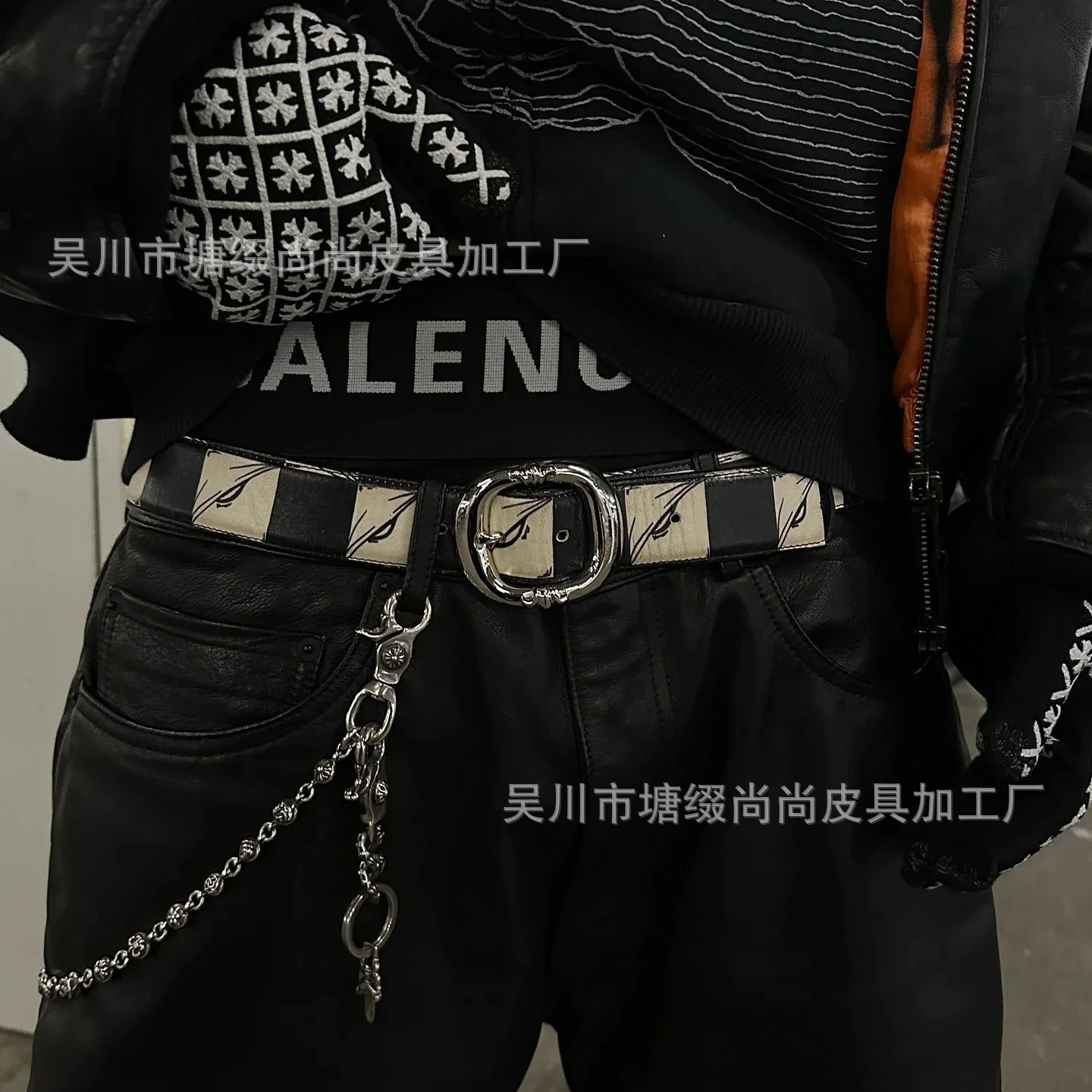 القوطية Y2K النساء الرجال أحزمة العلامة التجارية الفاخرة القوطي السيدات الهيب هوب الشرير برشام الهيكل العظمي طباعة حزام خصر الجينز زنار