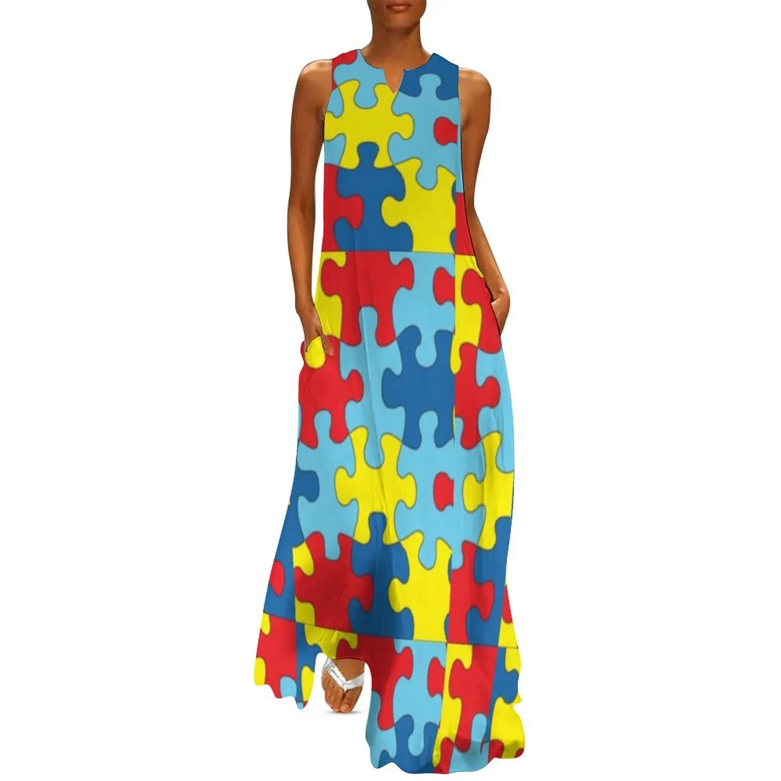 

Autism awareness puzzle pieces Long Dress women long dresses birthday dress Dress