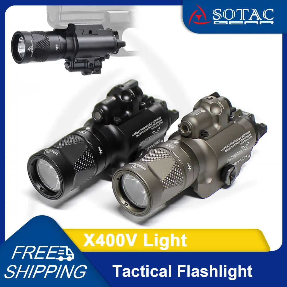 

Weapon X400X400V Light with Red Laser Hunting Flashlight White LED Fit 20mm Rail Tactical Gear SOTAC