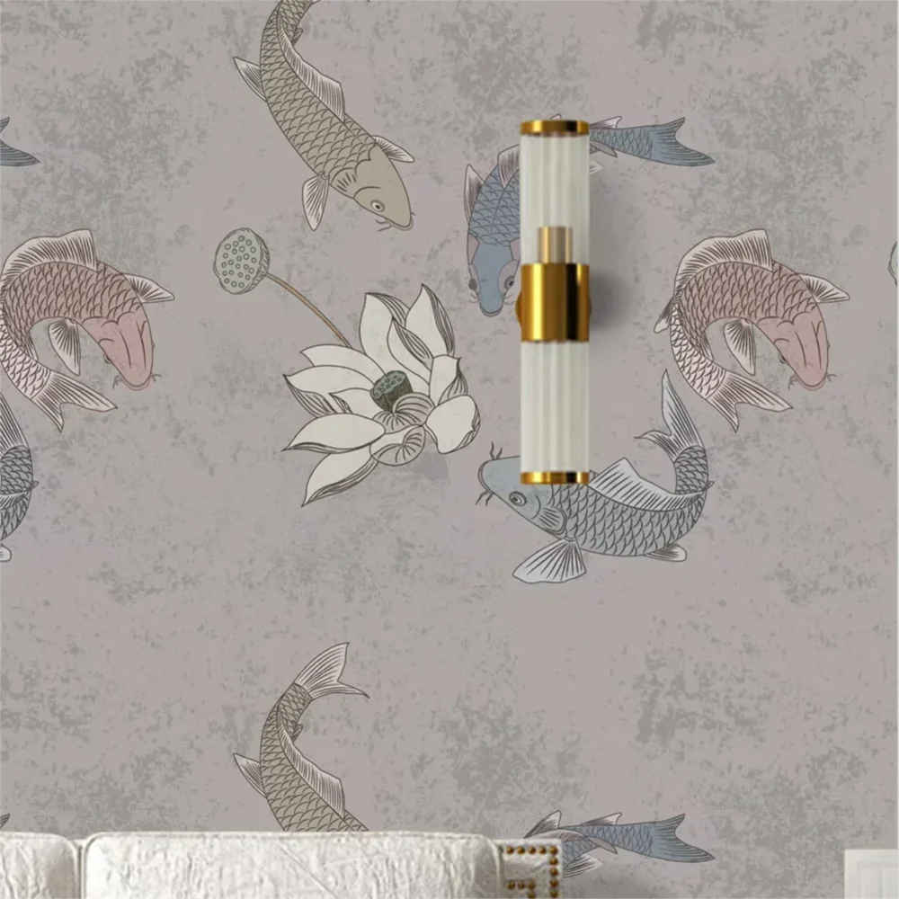 Custom Lotus carp wallpapers for living room bedroom wallpaper wall covering mural house decoration kitchen decor wall stickers