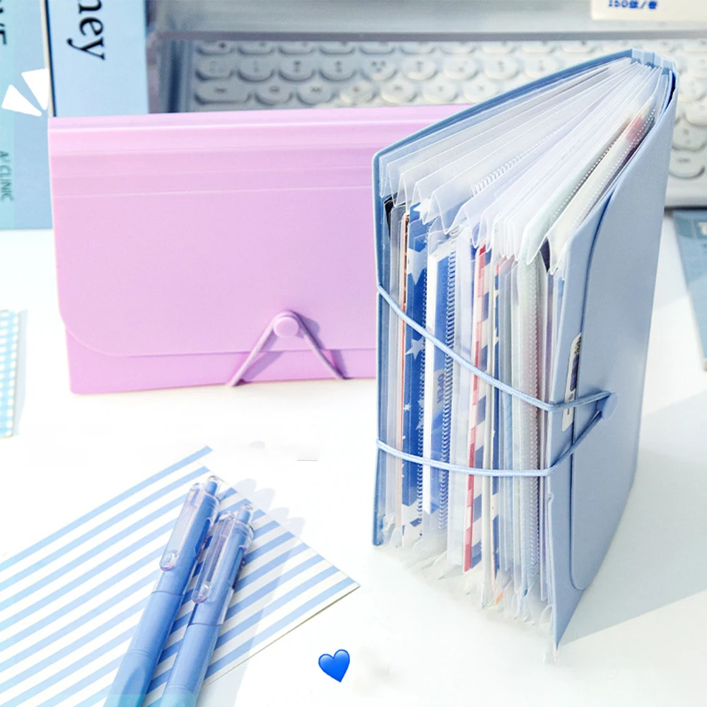 Gifts Solid Color A6 Folder Multi-layer 12-layer Storage Folder Large-capacity Shrinkable Storage Bag