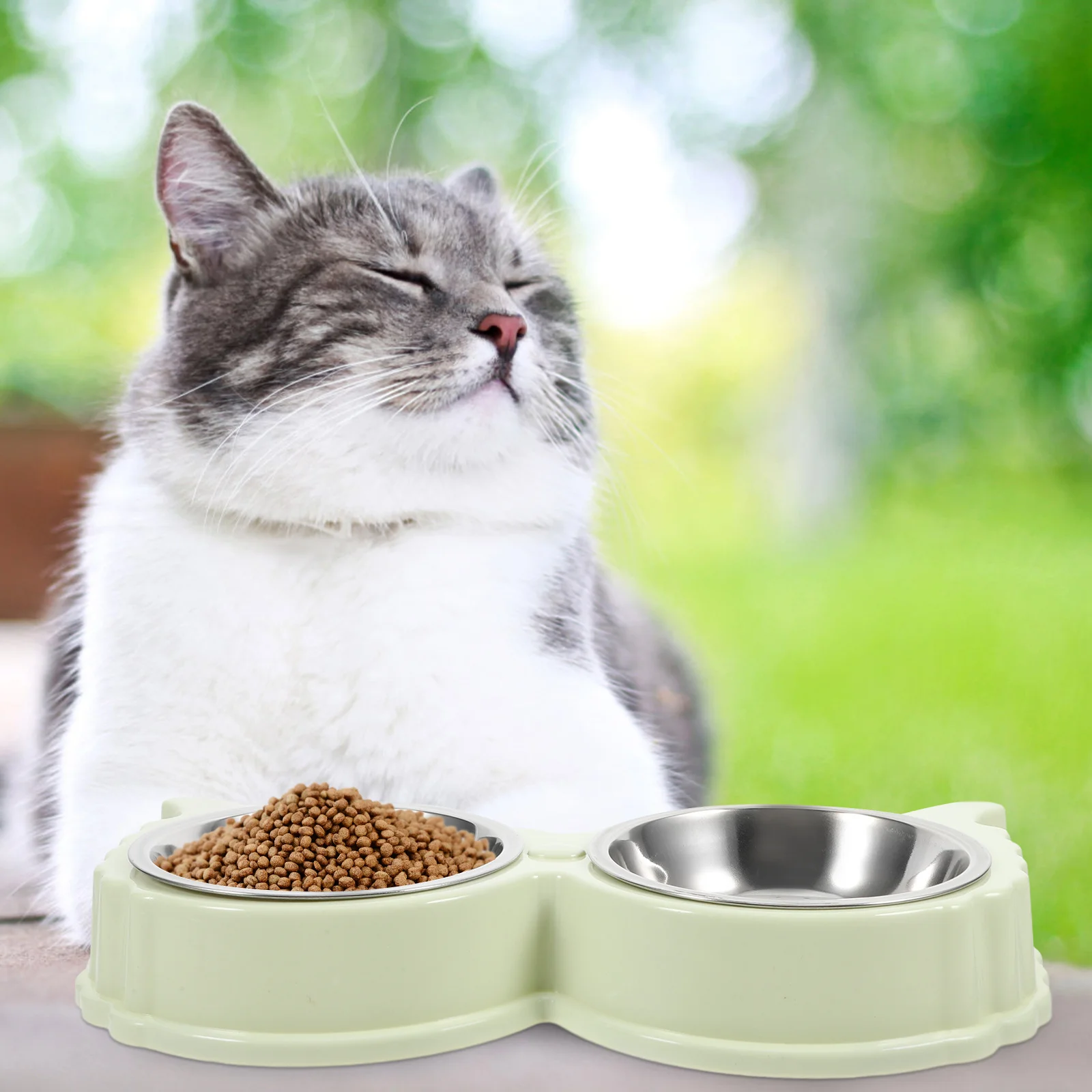 

Double Stainless Steel Dog Cat Bowl Non-Slip Food Water Bowl for Small Dogs Puppies Cats Multiple Pet Feeding Station