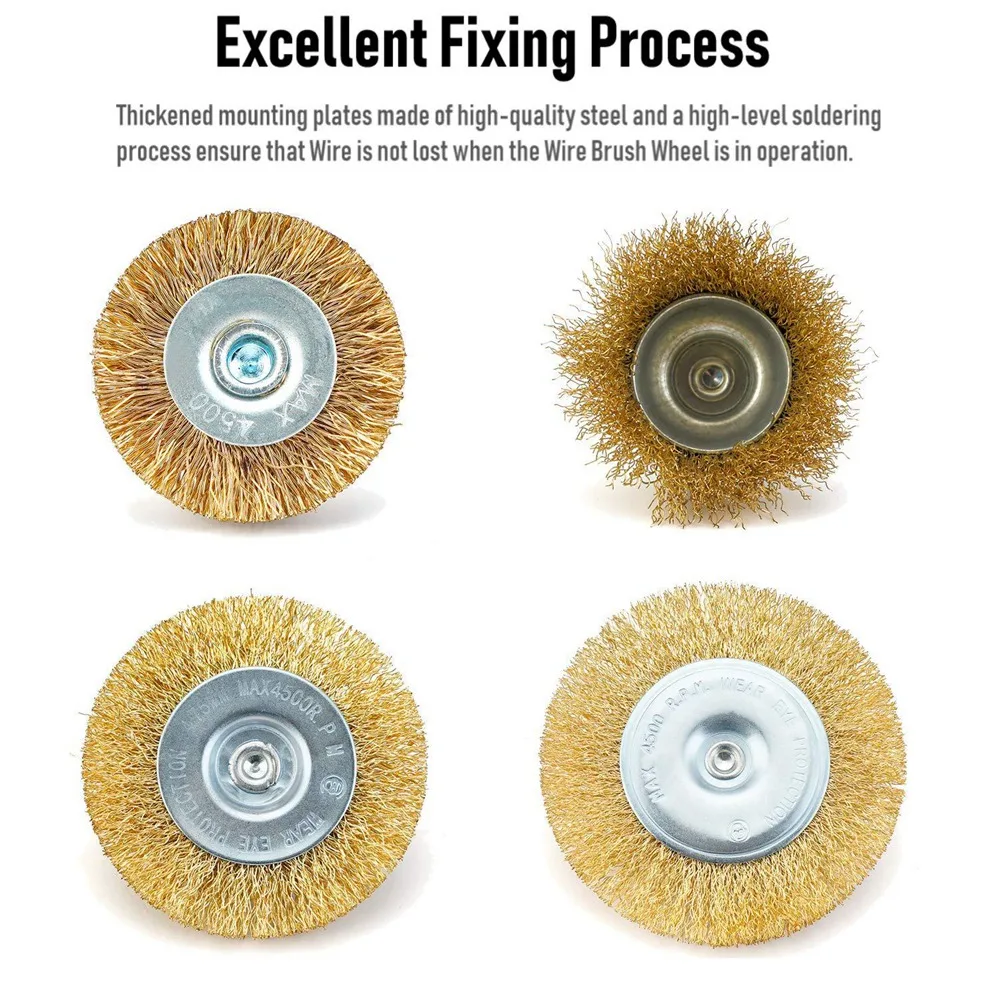 New Supplies Wire Brush Wheel Cup Brush Set Coarse Crimped Shank Wire Wheel for Drill Attachment Electric Drill Wire Brush 9pcs